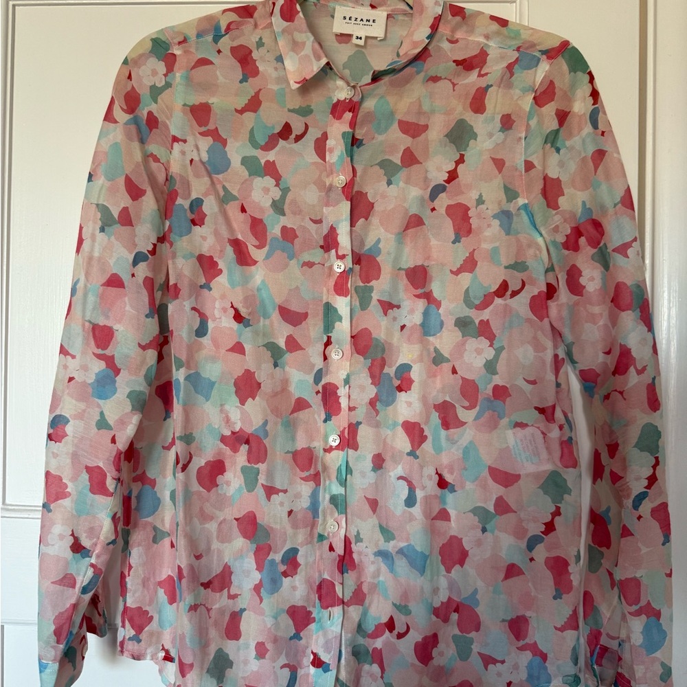 Sezane Multicolor Abstract Blouse